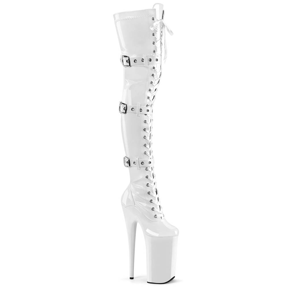 Pleaser - BEYOND-3028 Plateau Overknee Laarzen - Wit
